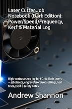 Laser Cutter Job Notebook (Dark Edition): Power/Speed/Frequency, Kerf & Material Log: High-contrast