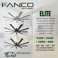 Fanco Elite ceiling fan 48/ 52/ 60/ 72 inches BRUSHLESS DC MOTOR - ULTRA SILENT MOTOR - 9 Aluminium 