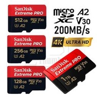 臺灣公司貨 SanDisk Extreme PRO 128G 256G 512G 1TB A2 V30 高速 記憶卡