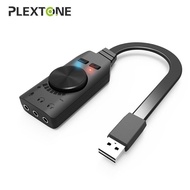 Plextone GS3 Virtual 7.1CH USB Sound Card External Audio Adapter to 3.5mm Headphones