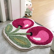 1pc Cherry Pattern Plush Bath Mat, 50x62cm (19.7x24.4 Inch), Soft, Machine Washable, Bathroom Bedroo