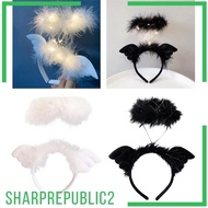 [Sharprepublic2] Angel Headband Hair Band Cute Headdress Devil Cosplay Headwear Feather Headband for Photo Props