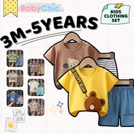 Kids Short Sleeve Clothing Set Baju Budak Lengan Pendek Baby Toddler Clothes 3 Months - 6 Years