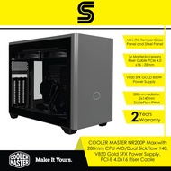 COOLER MASTER NR200P Max with 280mm CPU AIO/Dual SickFlow 140/V850 Gold SFX Power Supply/PCI-E 4.0x1
