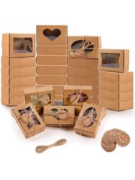 12入組手工皂盒，尺寸為3.78 x 2.76 x 1.18英寸，帶有窗戶，牛皮紙包裝用品，婚禮禮盒、禮盒、糖果盒和食品盒