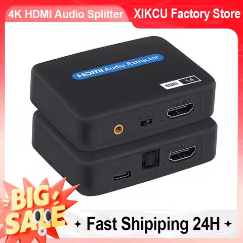 XIKCU 4K HDMI--Compatible Audio Extractor Audio Splitter HDMI to toslink+Aux Audio Video converter s