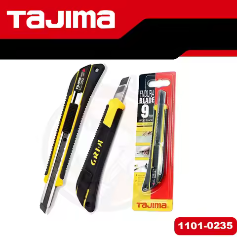TAJIMA 1101-0235 Mini Utility Knife with 9mm Stainless Steel Blade Push Button Solid Cutter LC320B