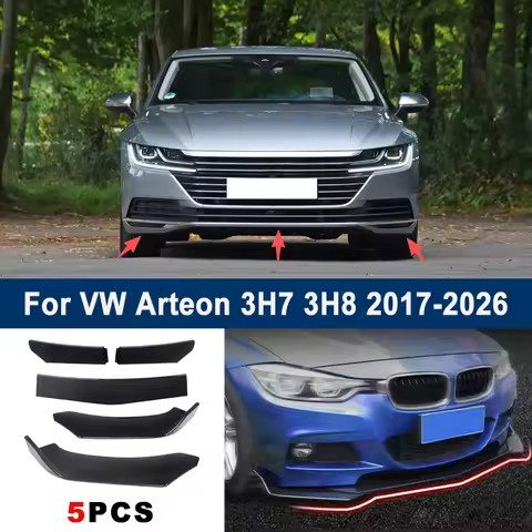 Adjustable 5Pcs Sectional Front Spoiler Lip For VW Arteon 3H7 3H8 2017-2026 Front Bumper Splitter Ca