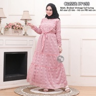 Gamis Classik Dress Full Brokat Vintage Baju Muslim Wanita Modern / gamis brokat kombinasi / gamis d