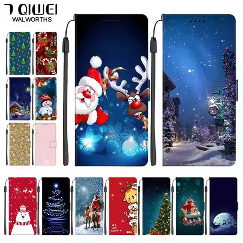 Christmas Flip Case For Samsung Galaxy A57 A27 A37 A17 A07 Wallet Luxury Leather Cover For Samsung A