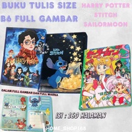 SOFTCOVER B6 Harry Potter & Sailormoon & Stitch Notebook Mini Size B6 Aesthetic Buku Nota