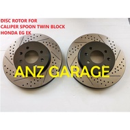 FOR SPOON CALIPER TWIN BLOCK EG EK FRONT DISC ROTOR 4X100