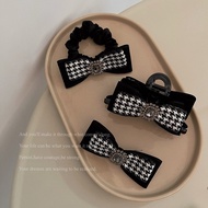 【cw】 Korean Hair Ring Fashion R Houndstooth Grab Gap Former Red Tie up a Bun Hairstyle Rubber Band Hair BandClip Head Rope ！