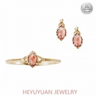 Birthstone January Garnet Ring and Earring Set For Women With S925 Silver