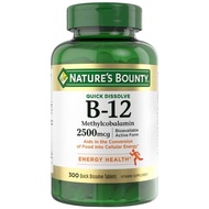 美國Nature's Bounty 維他命B12, 2,500微克 300片速溶片