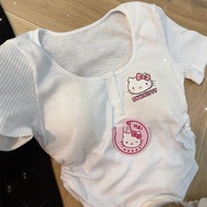 Áo Thun Tay Ngắn Hello Kitty Cho Nữ Mùa Hè Phong Cách Mới Nhật Bản INS KT Mèo Kitty Áo Ngắn Thời Tra