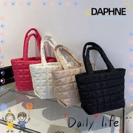 DAPHNE Cotton Padded Handbags, Solid Color Large Capacity Quilted Tote Bags, Casual Nylon Cotton Big Top-handle Bags Women