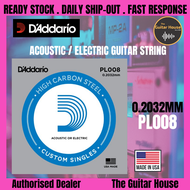 D'Addario PL008 Single Plain Steel Acoustic/Electric Guitar String (1 PCS) (Daddario)