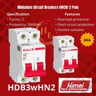 Mcb 2 Phase / 2 Pole Hdb3Whn2 Himel 6Ka 2A/4A/6A/10A/16A/20A/25A/32A/40A/50A/63A High Quality