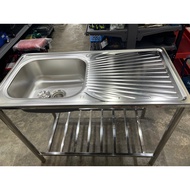 Stainless steel single bowl sink with stand Kitchen Sink 0.8mm thick Sinki dapur