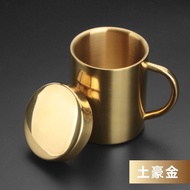 BR87 Stainless Steel Glass With Handle And Gold Lid 260ml. G7-1