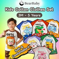 BEAR BABY Two-Piece T-Shirt For Children Short Sleeves Easy To Wear In Summer Size 73-130 cm.