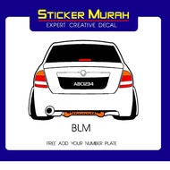 Stiker kereta. Stiker belakang proton saga BLM