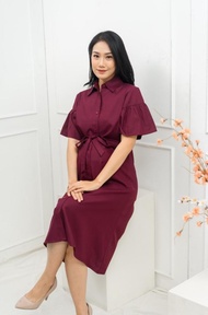 Maternel - Baju Busui Imlek Ayako Kemeja Dress Lengan Puffy Adril