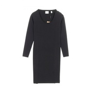 BURBERRY 黑色長袖連身裙，黏膠尼龍材質，純色，二手女款，XS碼