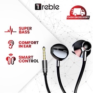 Treble JM Headset Wired Earphone Bass Android iPhone Origil - TER9-A B