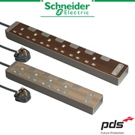 Schneider Electric AvatarOn 4Gang or 6Gang Trailing Socket with Individual Switch & USB Plug - 3 Met