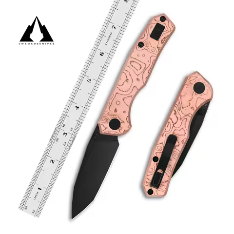 CMBMADEKNIVES Explorer V2 Copper Foil Handle 14C28N Steel Blade Survival Camping Outdoor Pocket Fold