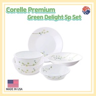 Corelle Premium Green Delight 5p Set/Corelle USA set/Plate Set/ Dinnerware Corelle set/1 person set/single set/Kitchen /Corelle Dining Sets/Corelle bowl/Green dinnerware