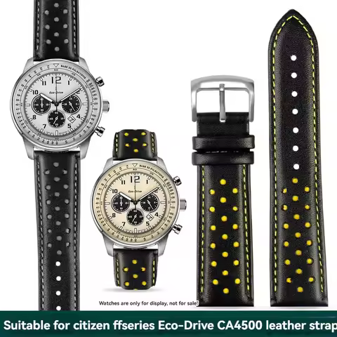 22mm cowhide leather men’s watchband waterproof Colored dot watch strap For the Citizen FF series Ec