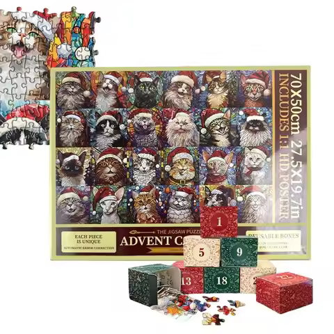 Christmas Cats Advent Calendar 24 Days Christmas Countdown Calendar 2024 Cat Puzzles Advent Calendar