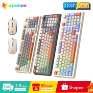 XUNFOX K820 Wired Keyboard & Mouse Set With RGB Lighting Volume Knob Multimedia Controls For E-Sport