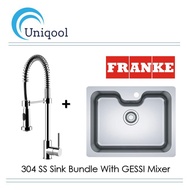 FRANKE SS304 610MM Single Bowl Sink Bundle With GESSI Pull-Down Sink Mixer Tap