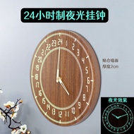 jam dinding besar ruang tamu jam dinding digital jam dinding Luminous Wooden 24-Hour Wall Clock Cloc