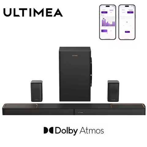 ULTIMEA 460W 5.1.2ch Sound Bar with Dolby Atmos, Surround Sound Home Theater System for TV with 2 Su