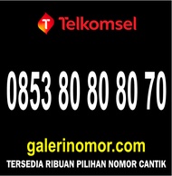 Nomor Cantik AS Telkomsel Prabayar Simpati Support 5G Nomer Kartu Perdana 0853 80 80 80 70