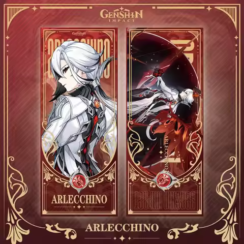 Genshin Impact Painting Laser Ticket Arlecchino Clorinde Furina Kazuha Double-sided Collection Poste
