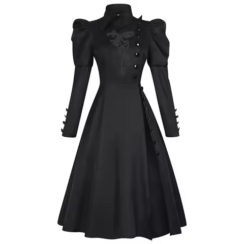 Elphaba Cosplay Costume Movie Witch Black Elegant Dress Long Sleeve Palace Waist Uniform Halloween M
