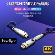 《名展影音》 Fiber Optic 15米 4K光纖 分離式 2.0 HDMI線 4K 60P 小轉大接頭設計(易佈線