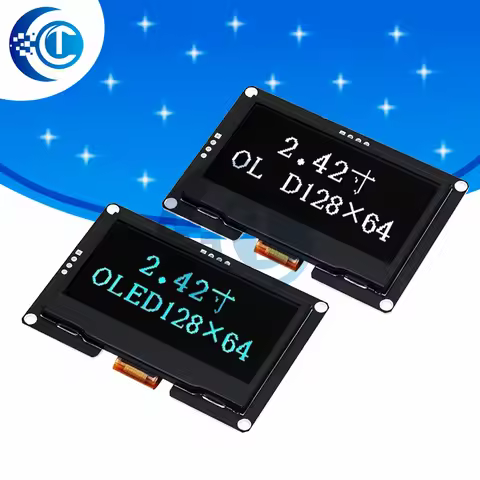 2.42 Inch (2.42") 128x64 OLED Display Module β White/Blue Screen, IIC (I2C) & SPI Serial for C51 SPD