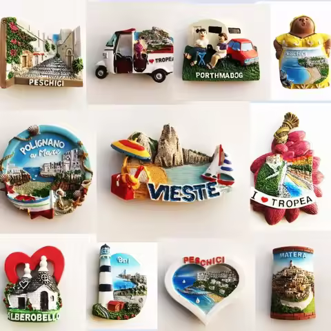 Italy Fridge Magnets Polignano Alberobello Ostuni TROPEA Vieste Puglia Peschici Tourist Souvenirs Ma