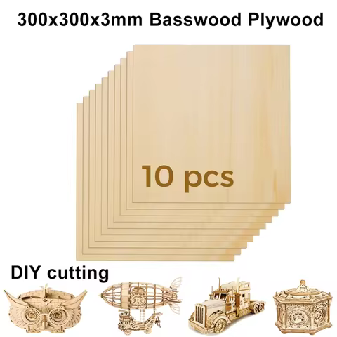 Basswood Sheets 10 Pcs 300/300mm 3mm Thick For Craft DIY Project Wood Laser Cutting Engraving Wood B