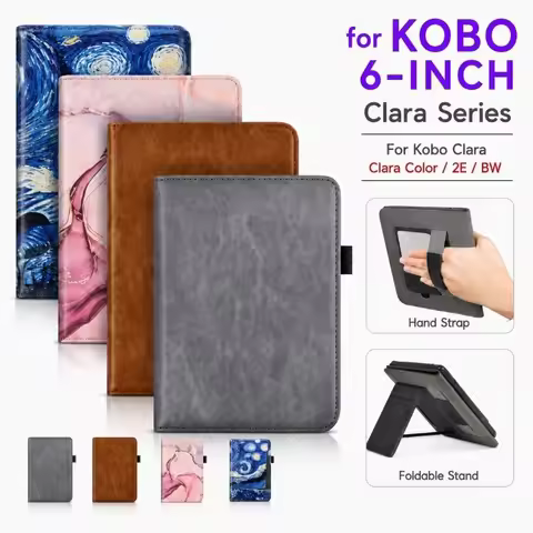 Stand Function E-Reader Case Hand Strap Magnetic Closure Protective Cover Card Slot Auto Sleep/Wake 