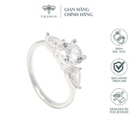 Tlee women's silver ring with petal stone and luxurious stone NCJ A0168