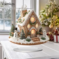 [Vsenkes] Snow Scene House Christmas Village House 2D with Base Religious Crafts Winter