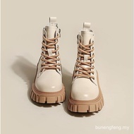 2024 Raya Beige martin boots Women All-match Fashion platform mid-tube boots British style short boo